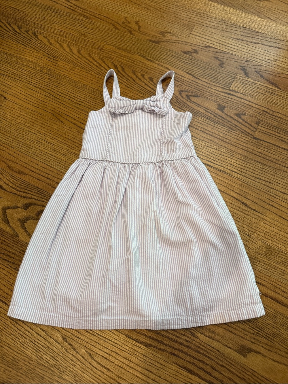 Girls Purple Seersucker Bow-Front Sundress